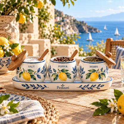 Pemzori Giardino Lemon Spice Jar Set with Tray